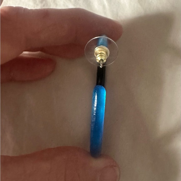 ALEXIS BITTAR 100% Authentic Cerulean Blue Lucite Hoop Earrings. NWOT - Picture 9 of 12